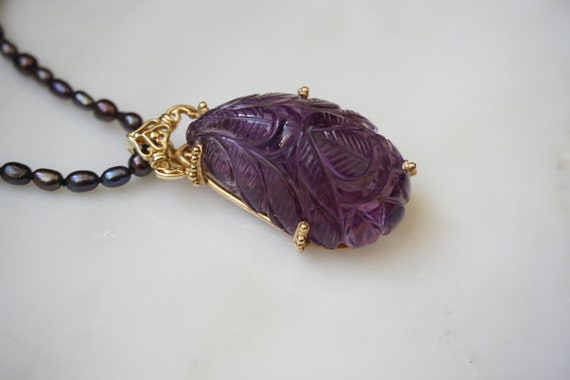 14K Amethyst Carving Attachment / Vintage Estate … - image 2