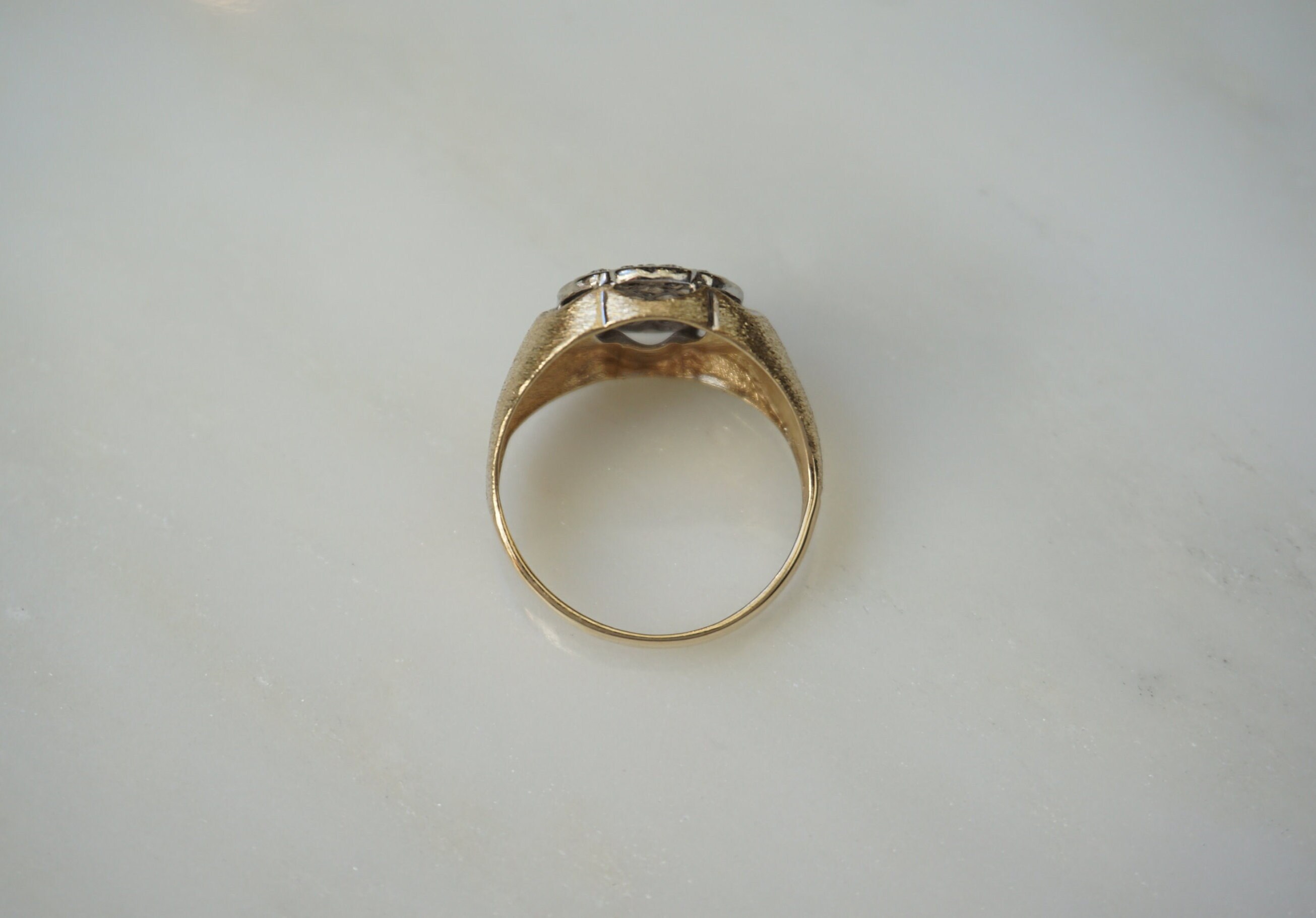 Men's Diamond Cluster Ring / Mid Century Estate C1960 10K