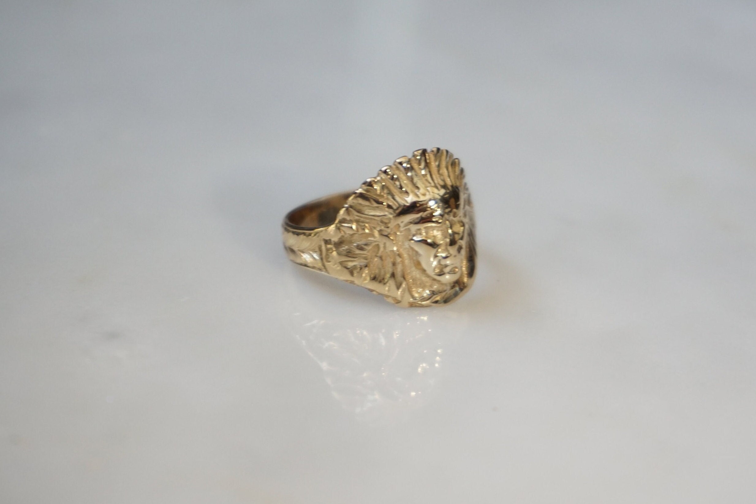お中元 お歳暮 お年賀 夏 冬 年末年始のご挨拶 ギフト 通販な Indian Gold Head Gold Solid 14K C1970 Estate Vintage / Ring アクセサリー