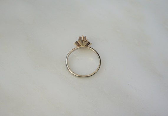 14K Diamond Buttercup Ring / Mid Century Estate C… - image 3