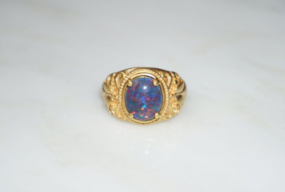 Vintage Opal Ring / Unisex Vintage Estate C1970 G… - image 1