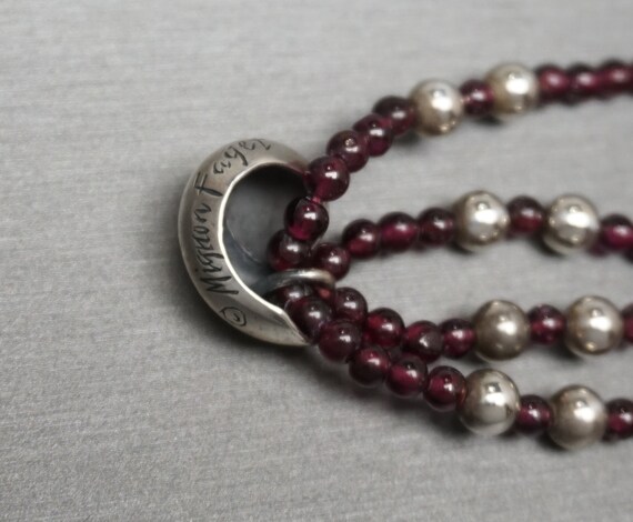 Mignon Faget Garnet Seashell Necklace / Vintage E… - image 3