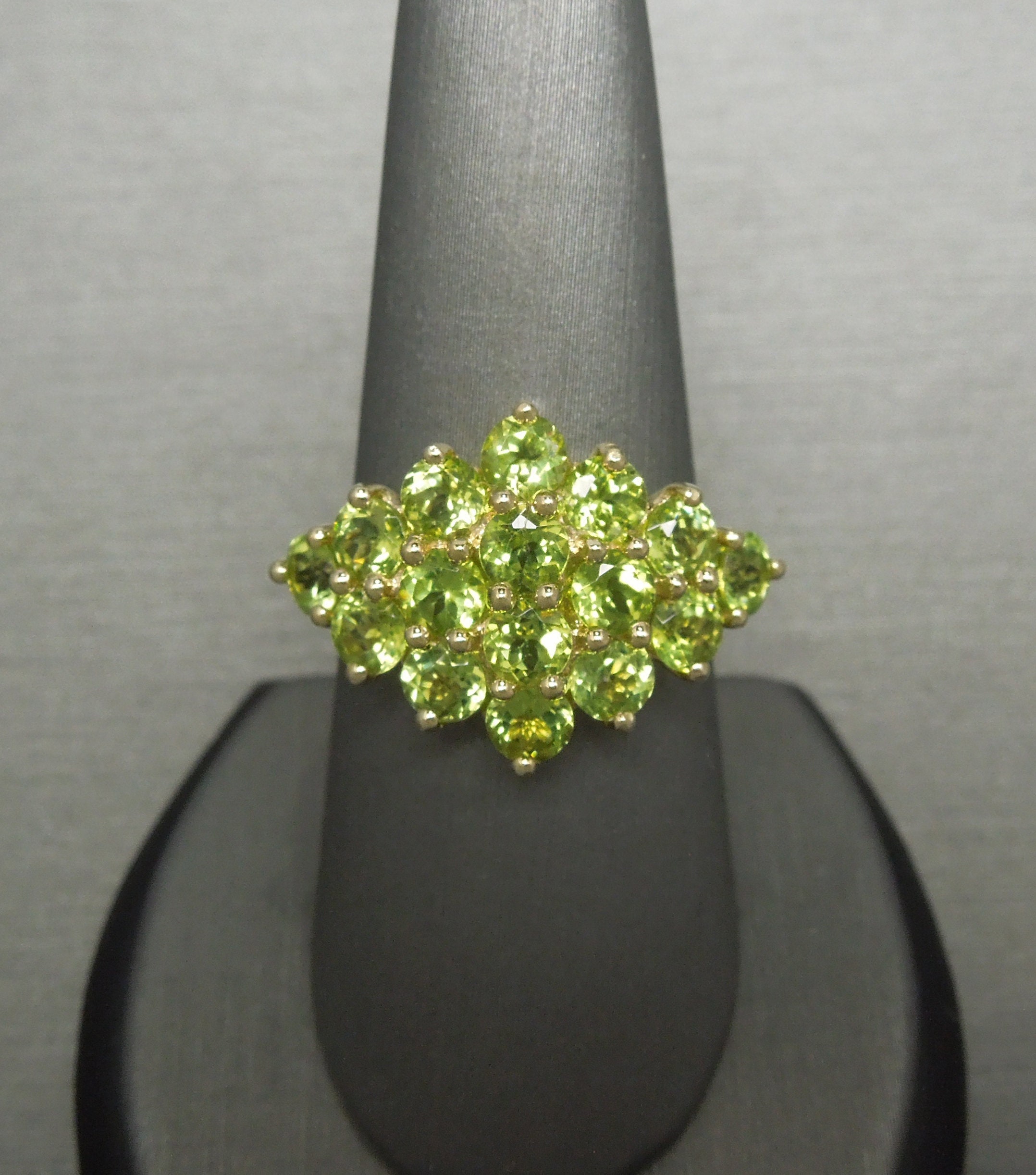Vintage Estate 14K Gold 4.00TCW Peridot Starburst Cluster