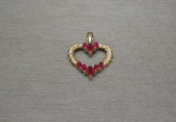 Vintage Estate C1970 14K Gold 0.95TCW Marquise Ruby & - Etsy