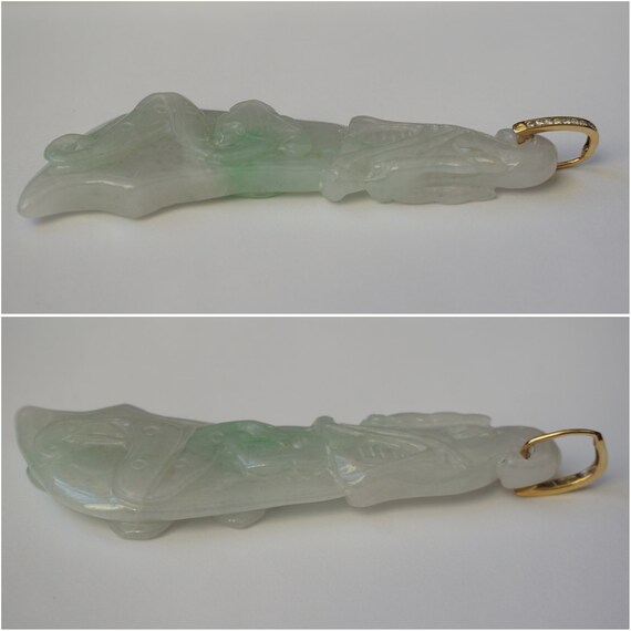 Lavender & Green Jade Sword Pendant / Vintage Est… - image 8