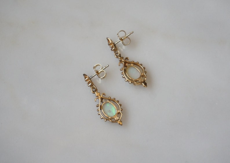 Opal Necklace & Earrings Set / Vintage Estate C1970 14K Gold Victorian Style Fire Opal Pendant Necklace and Earrings Set / Vintage Opal Set bild 4