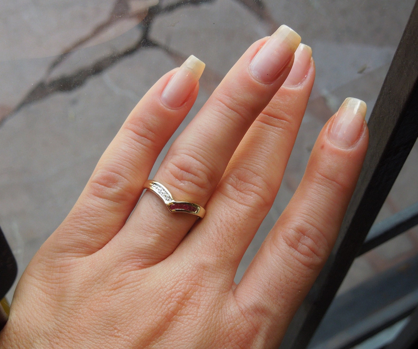 Ruby Ring Guard / Vintage Estate 1980s 10K Gold 0.35TCW Ruby & Diamond ...