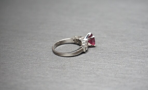 Platinum Ruby Engagement Ring / Estate Platinum 1… - image 4
