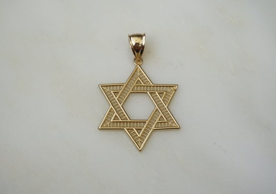 14K Gold Star of David / Unisex Vintage Estate C1… - image 1