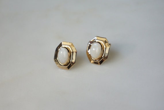 Vintage Opal Earrings / Vintage Estate 14K Gold O… - image 1