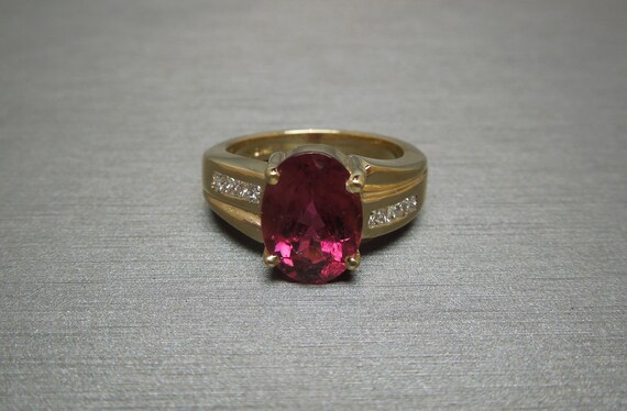 Vintage Estate Art Deco 14K Gold 5.25TCW Red Tour… - image 8