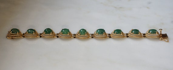 Cabochon Emerald Bracelet / Mid Century Estate C1… - image 7