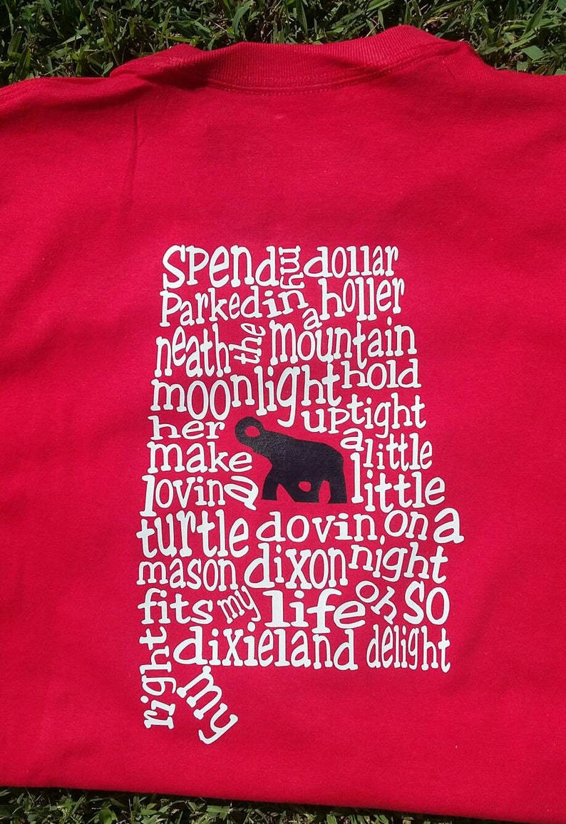 Front Or Back Design Only Short Sleeve Alabama Football Shirt Roll Tide Alabama Crimson Tide