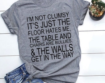 Warning I Break Things T-Shirt Clumsy Awkward Funny Sarcastic Humor Joke Gift