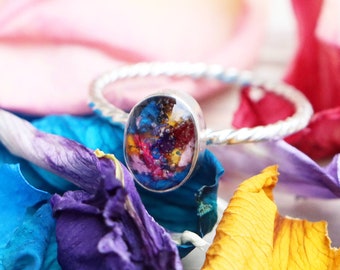 Dried Flower Jewelry, Dried Flower Ring, Dried Flower Keepsake, real flower jewelry, real flower ring, grieving gift,bereavement gift,nature