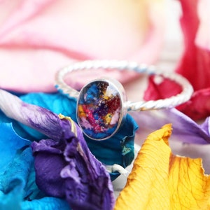 Getrocknete Blume Schmuck, getrocknete Blume Ring, getrocknete Blume Andenken, echte Blume Schmuck, echte Blume Ring, Trauer Geschenk, Trauer Geschenk, Natur