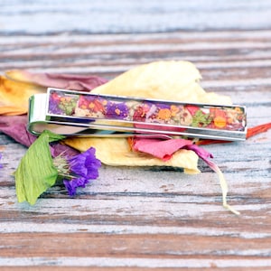 Funeral Flower Titanium Steel Tie Clip, funeral flower keepsake tie bar, funeral flower gift for men, jewelry,funeral flower memorial