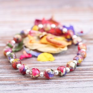 Funeral flower stretchy bracelet, custom-made, with your flowers in each bead