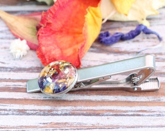 Dried flower tie clip, funeral flower keepsake, funeral flower gift for men, grieving gift, bereavement, dried flower keepsake, dried flower