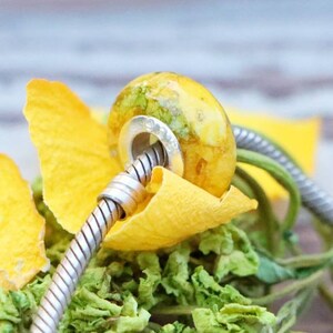 Funeral Flower Keepsake Bead, Sterling Silver, Memorial Jewelry image 5