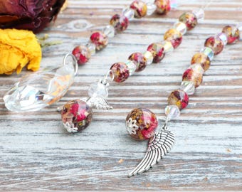 Funeral Flower Car Charm: Preserved Flower Sun Catcher Keepsake