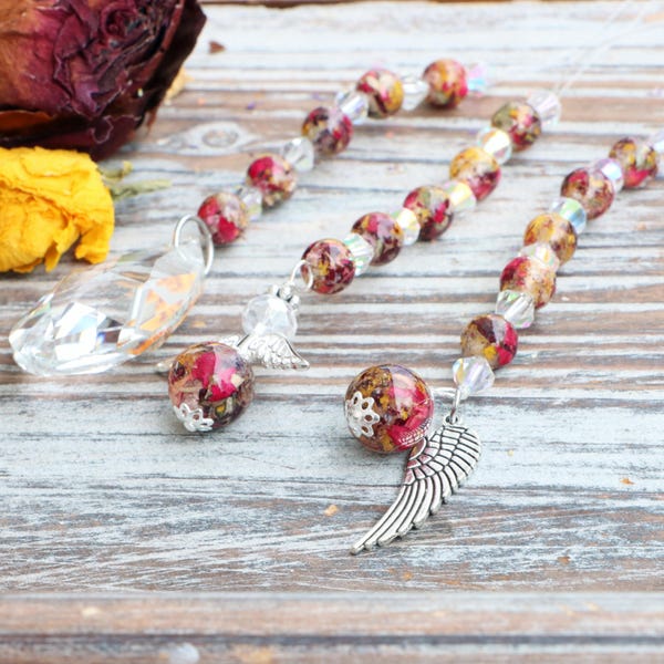 Funeral Flower Car Charm: Preserved Flower Sun Catcher Keepsake ,karlyscrafts