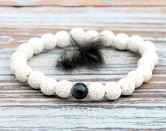 Preserved flower 1 bead bracelet, flower stretchy bracelet with 1 flower bead, funeral flower keepsake, preserved flowers with lava beads