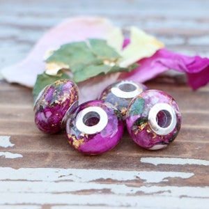 Funeral Flower European Style Bead, funeral flower keepsake, wedding flower preservation, preserved flower keepsake, dried flower keepsake