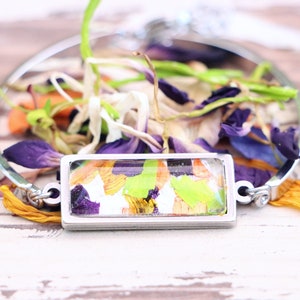 Dried Flower Square Bracelet made with funeral flowers