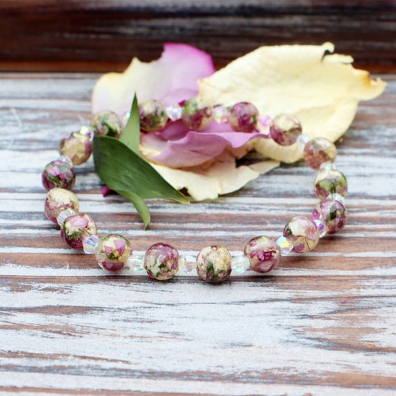Funeral Flower Stretchy Bracelet With Crystals Wedding Flower
