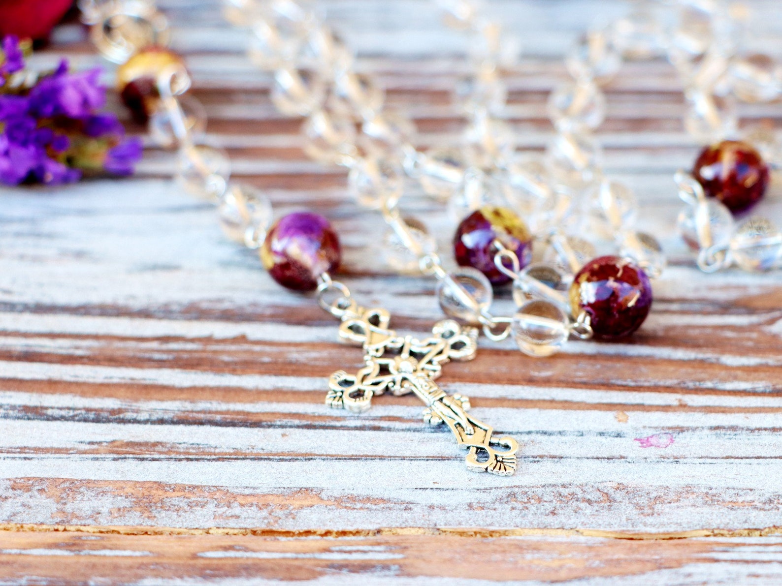 Funeral Flower Rosary 6 Beads Funeral Flower Rosary Etsy