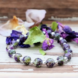 Pressed flower bracelet, mother&#39;s day gift, grieving gift, wedding flower preservation, real flowers, wedding flower keepsake, wedding gift