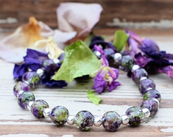 Pressed flower bracelet, mother&#39;s day gift, grieving gift, wedding flower preservation, real flowers, wedding flower keepsake, wedding gift