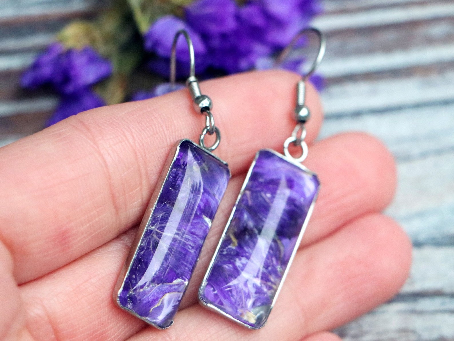 Funeral Flower Earrings Funeral Flower Keepsake Funeral Etsy