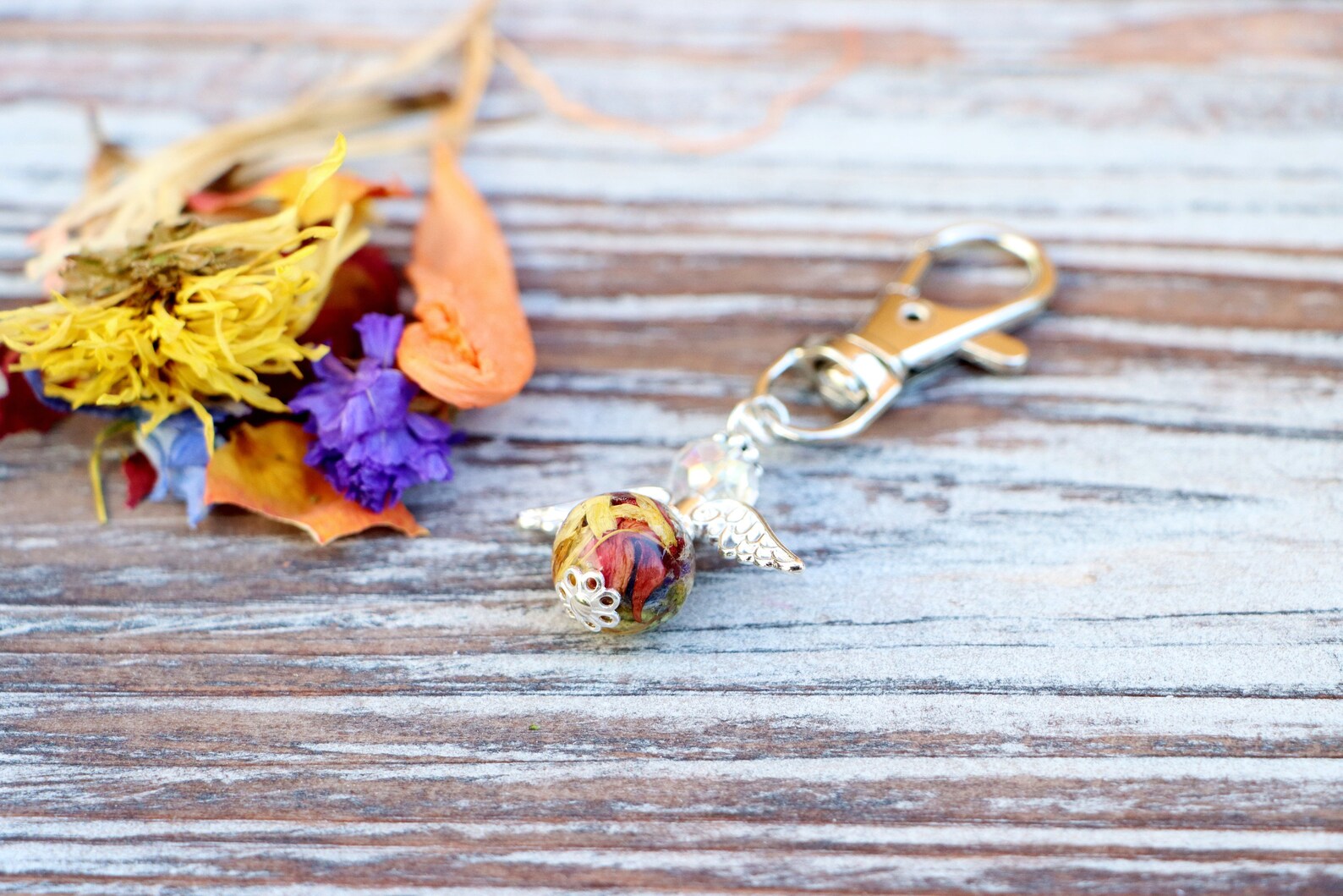 Funeral Flowers Angel Key Chain Funeral flower keepsake Etsy