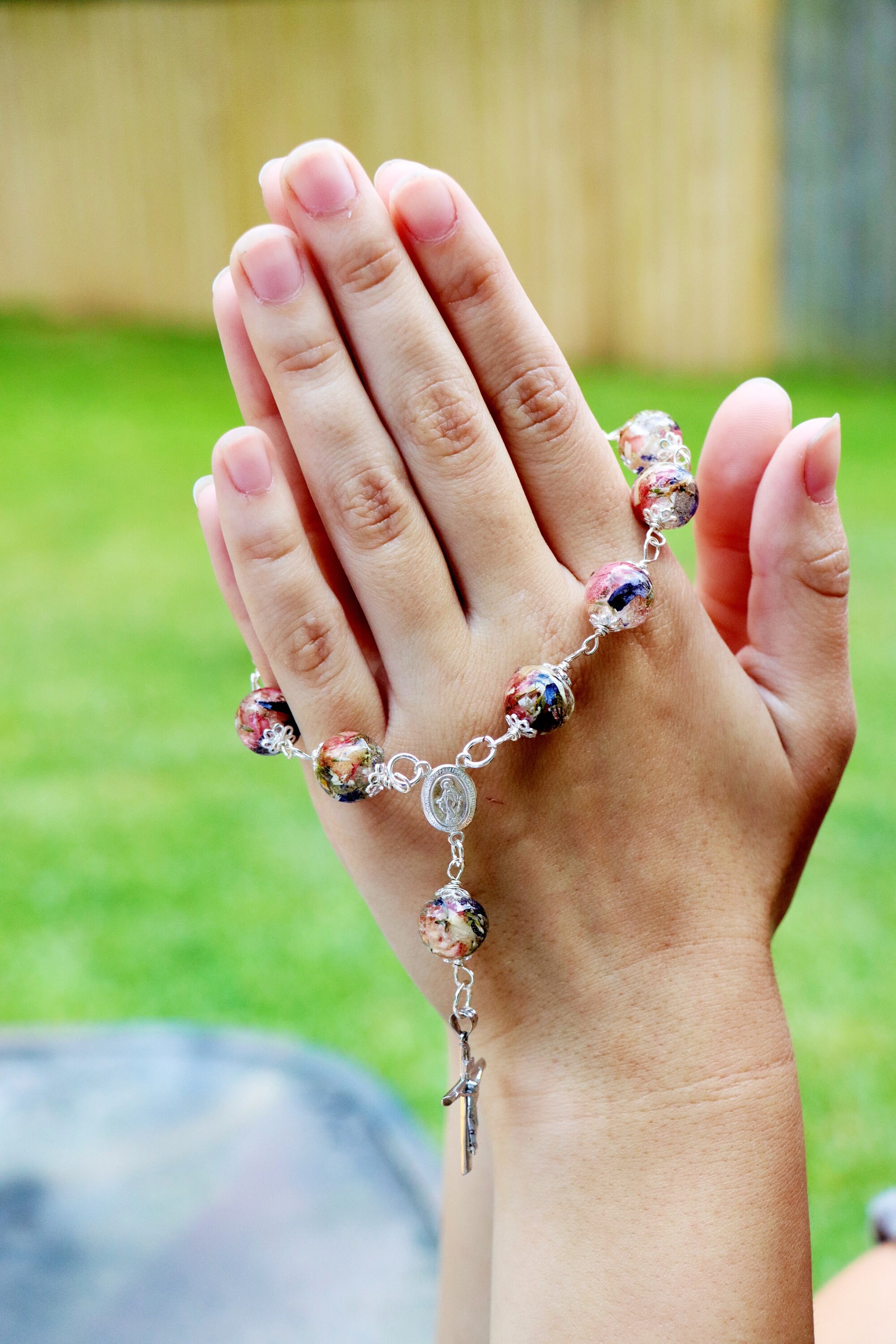 Funeral Flower Rosary Rosary Chaplet Funeral Flower Etsy UK