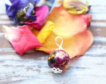 Funeral Flower Bead Charm, Sterling Silver Keepsake Jewelry