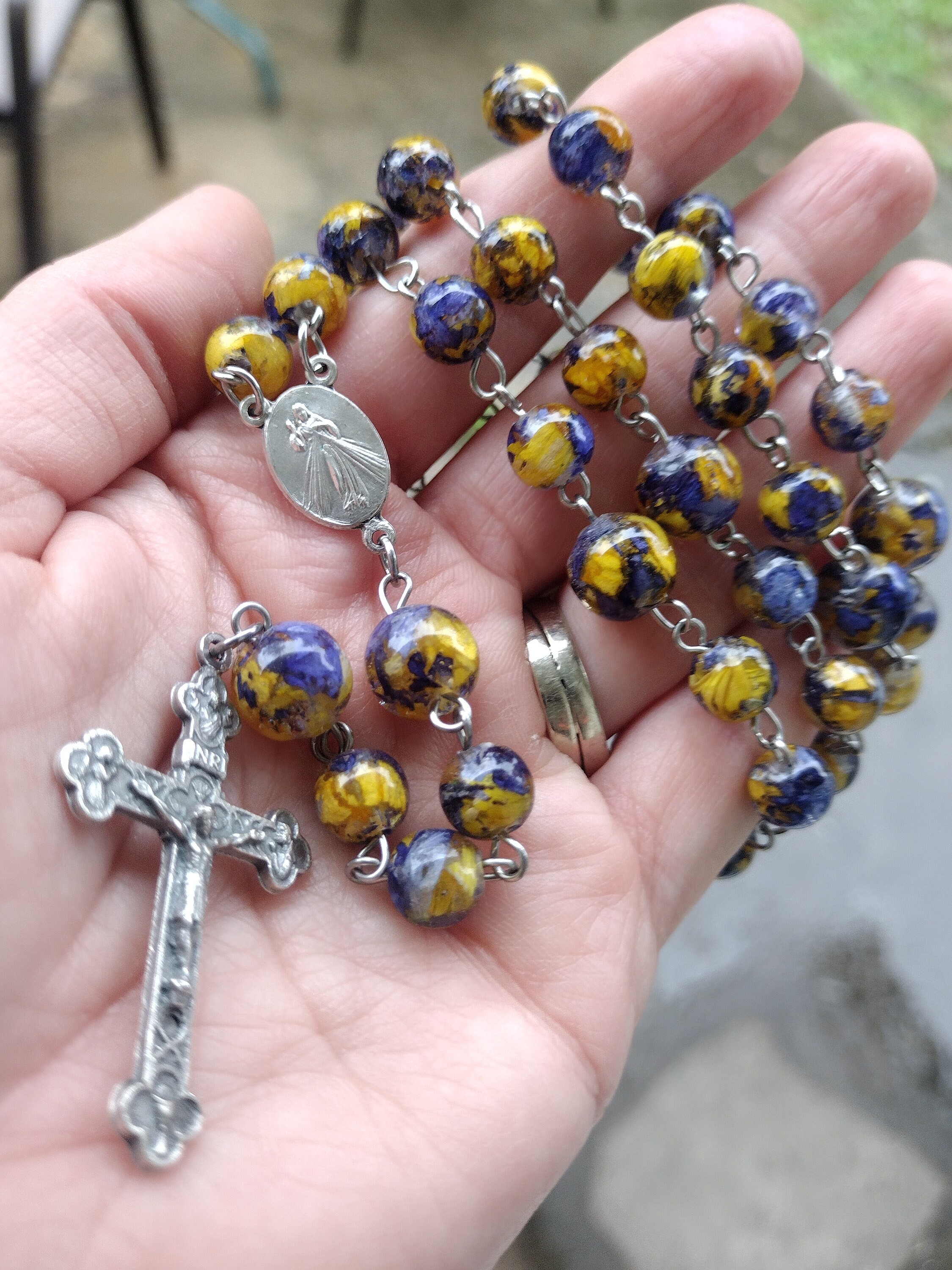 Custom Flower Petal Rosary: Memorial Keepsake Beads - Etsy
