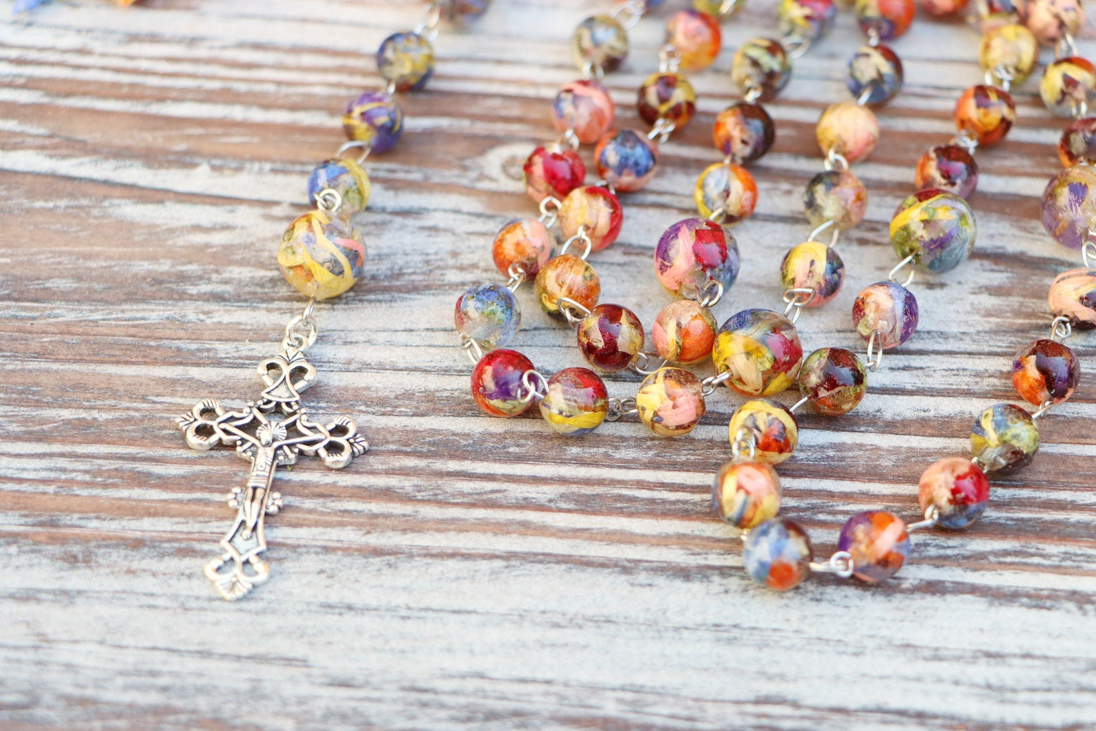 Funeral Flower Rosary Funeral Flower Rosary Resin Funeral Etsy