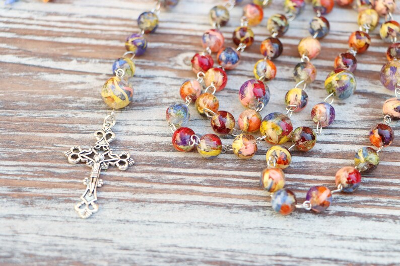 Funeral Flower Rosary Funeral Flower Rosary Resin Funeral Etsy
