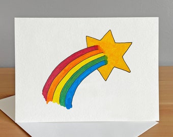 Rainbow Star Greeting Card - Blank Inside