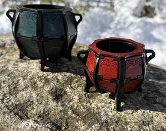 Candle Holder: “Ceridwen's Cauldron” - Wooden Container for Flameless Votive or Tealight - MADE TO ORDER