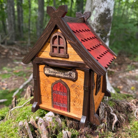Tavern Box: "Dragon's Lair" - Laser-Engraved & Handcrafted Wooden Tavern-themed Box, Customizable - MADE TO ORDER