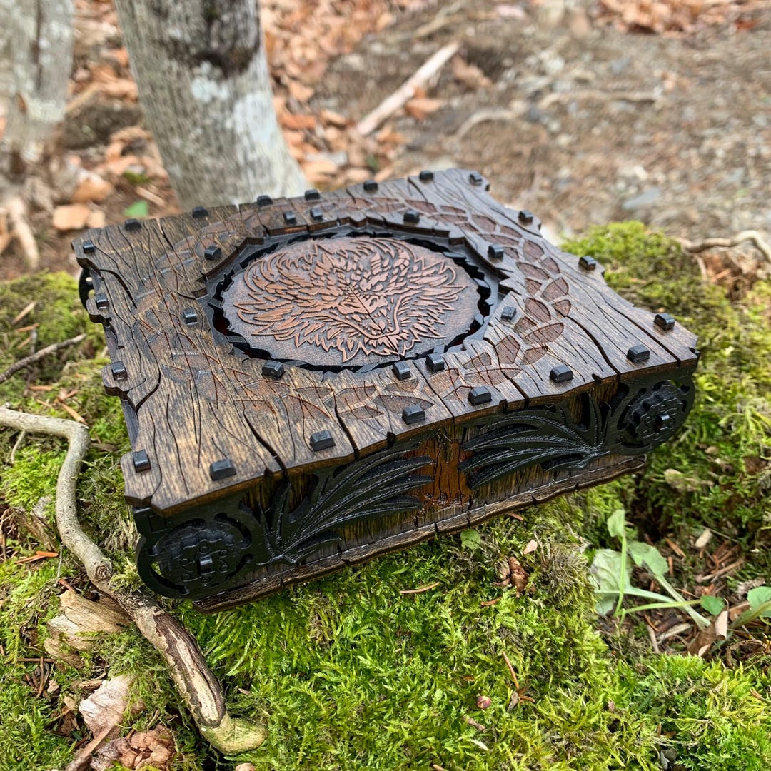 Memento Box: Dragon Portal Box, Laser-engraved Wooden Gift Box, Jewelry ...