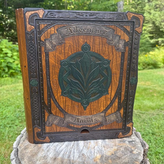 Book Box: "Heroic Codex" - Role-Playing Game Character Keeper, Wooden Campaign Dashboard - MADE TO ORDER