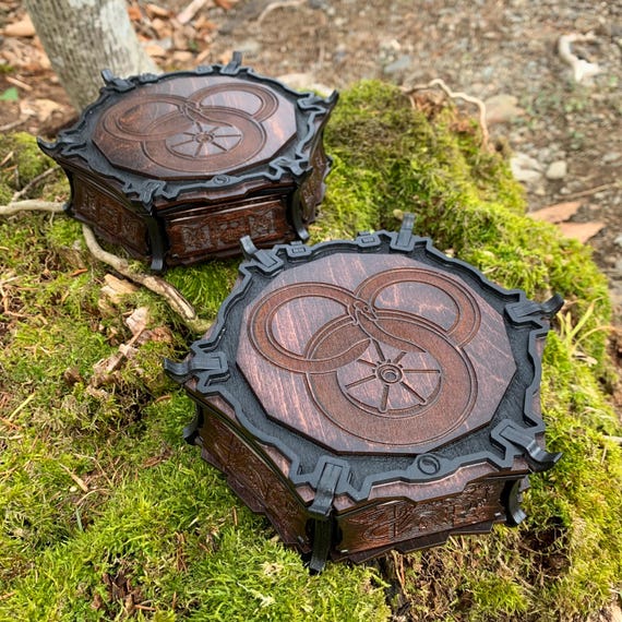 Go-ke Bowls: Accessory Item for Wheel of Time-themed Go Board Games, aka "Stones"; laser-engraved Flame & Fang icons, many colors available