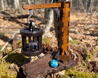 Dice Jail: "Failure's Fate" - Handcrafted Wooden Dice Gibbet, Polyhedral Prison, Customizable - MADE TO ORDER