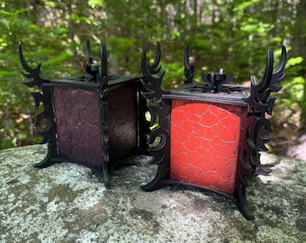 Memento Box: &quot;Daedric Coffer&quot;; Elder Scrolls-Inspired Wooden Lidded Box, Laser-Engraved & Handcrafted Square Box, Wickedly Elegant Container