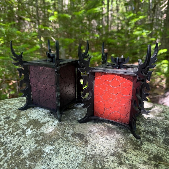 Memento Box: "Daedric Coffer"; Elder Scrolls-Inspired Wooden Lidded Box, Laser-Engraved & Handcrafted Square Box, Wickedly Elegant Container