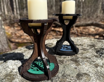 Candle Holder: “Mystic Glimmer” - Handcrafted Wooden Candlestick for Flameless Candles, Customizable - MADE TO ORDER